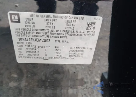 2014 Chevrolet Equinox Ls from USA, damaged, VIN 2GNALAEK4E6162912